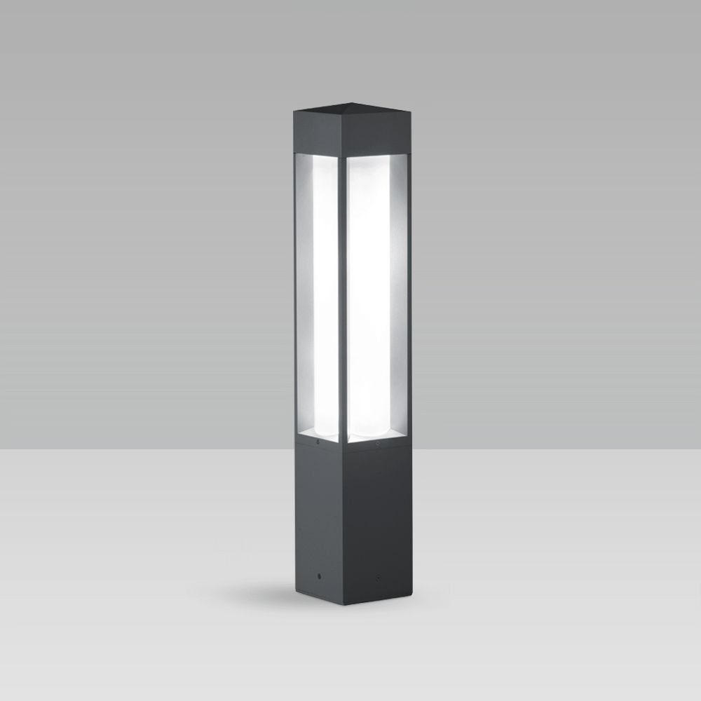 Paletti luminosi  Bollard per illuminazione urbana e residenziale dall'elegante design quadrato, con performance illuminotecniche eccellenti