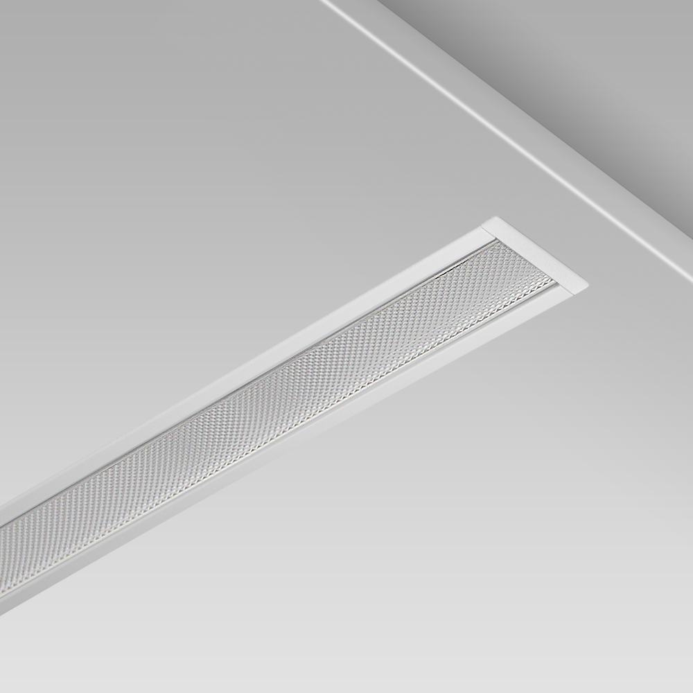 Apparecchi da incasso a soffitto  Apparecchio da incasso a soffitto dal design lineare, minimal ed elegante, per l'illuminazione di interni